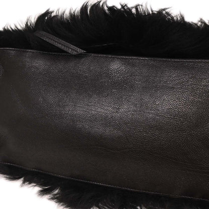 Prada Black Sheepskin Fur Leather Handbag