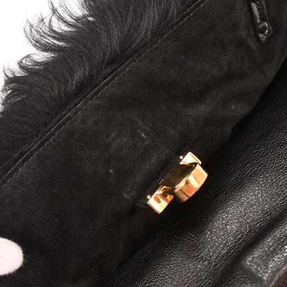 Prada Black Sheepskin Fur Leather Handbag
