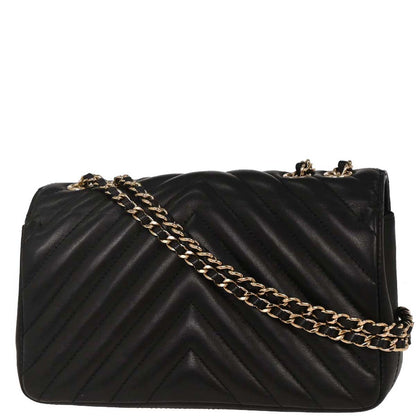 Chanel 2019 Black Lambskin Turnlock Mini Full Flap Chevron Shoulder Bag