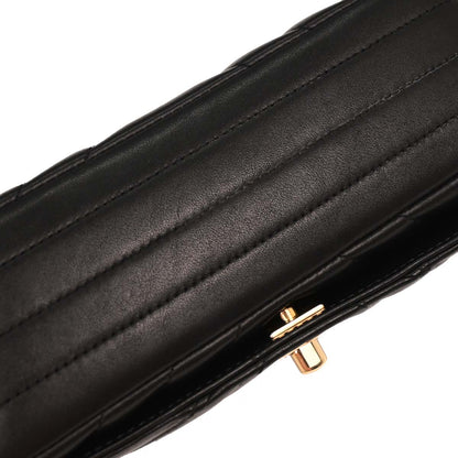 Chanel 2019 Black Lambskin Turnlock Mini Full Flap Chevron Shoulder Bag