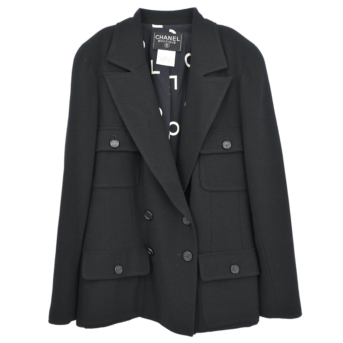 Chanel 1997 Double Breasted Jacket Black #38