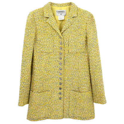 Chanel 1996 Single Breasted Jacket Coat Yellow #40