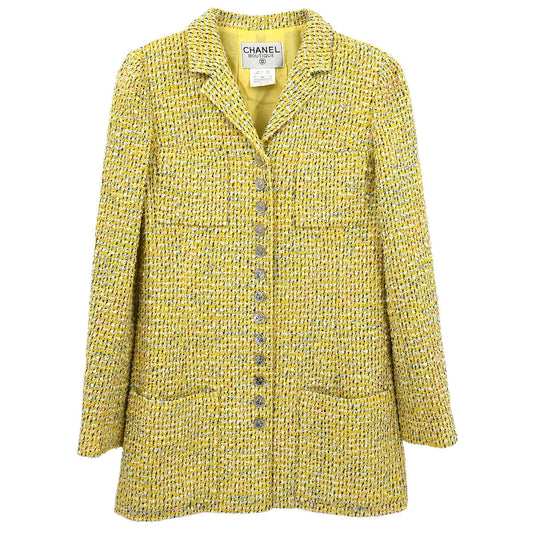 Chanel 1996 Single Breasted Jacket Coat Yellow #40