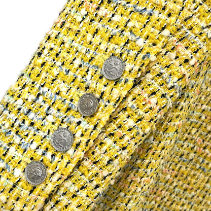 Chanel 1996 Single Breasted Jacket Coat Yellow #40