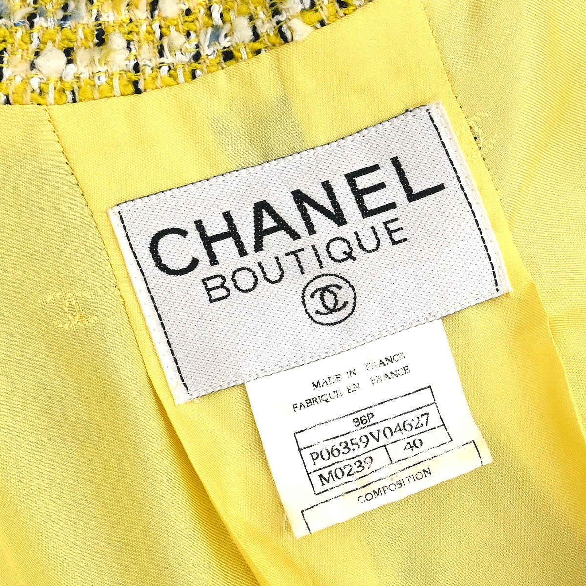 Chanel 1996 Single Breasted Jacket Coat Yellow #40