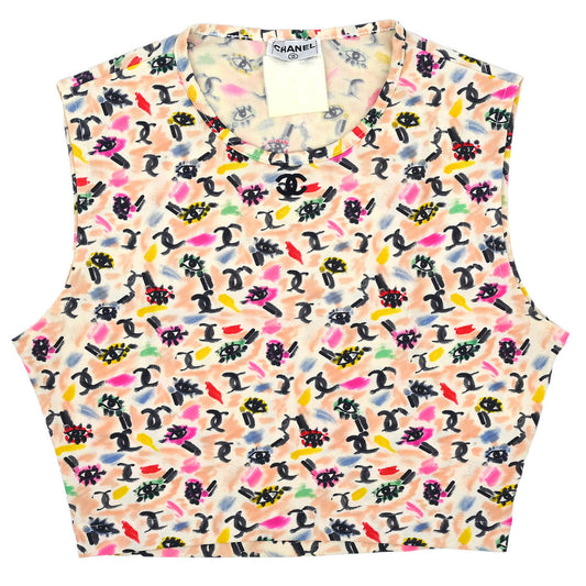 Chanel Sleeveless Cropped Tank Top White #38