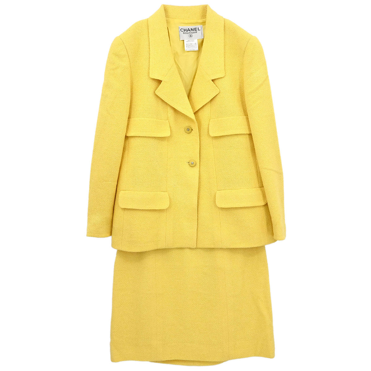 Chanel 1998 Setup Suit Jacket Skirt Yellow #42