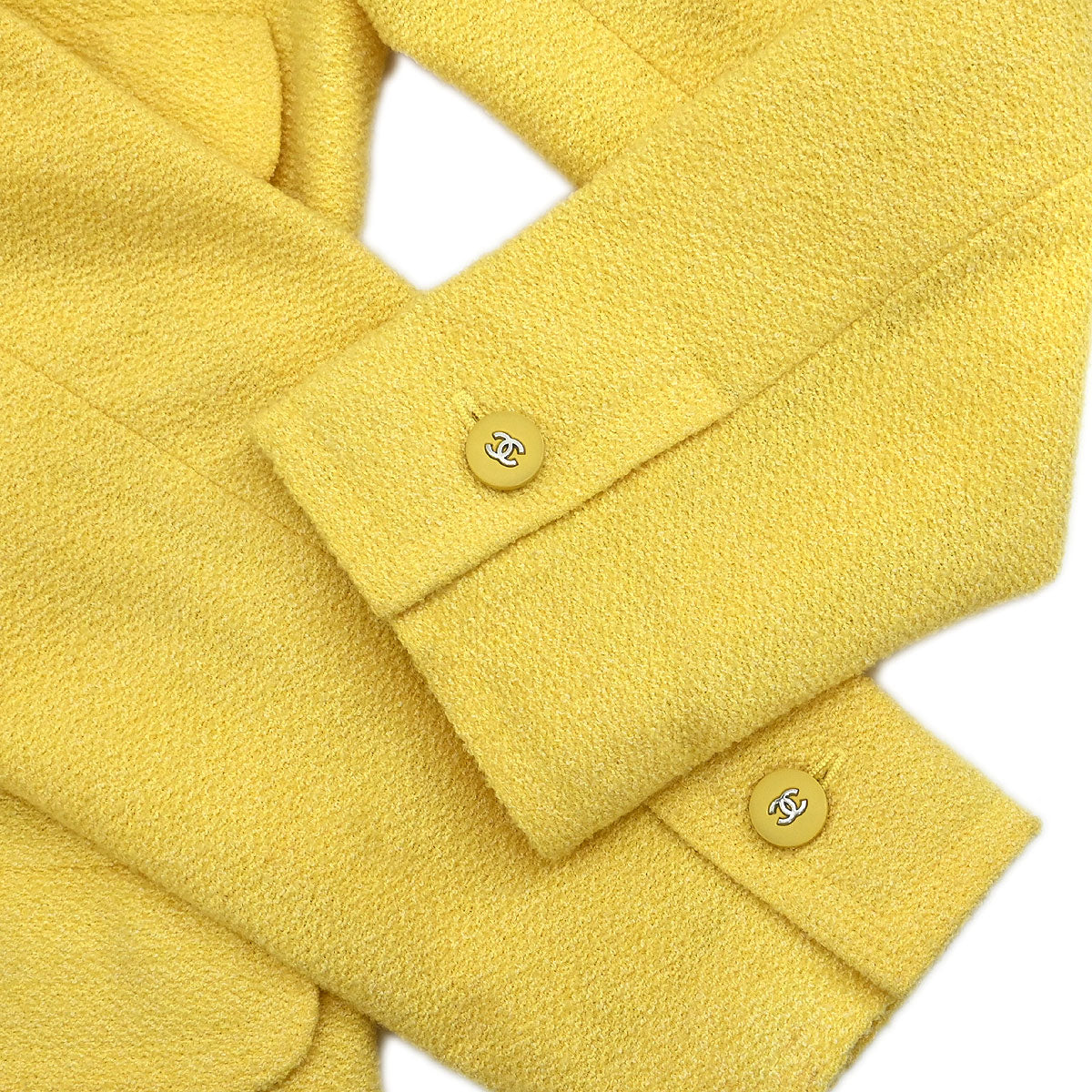 Chanel 1998 Setup Suit Jacket Skirt Yellow #42