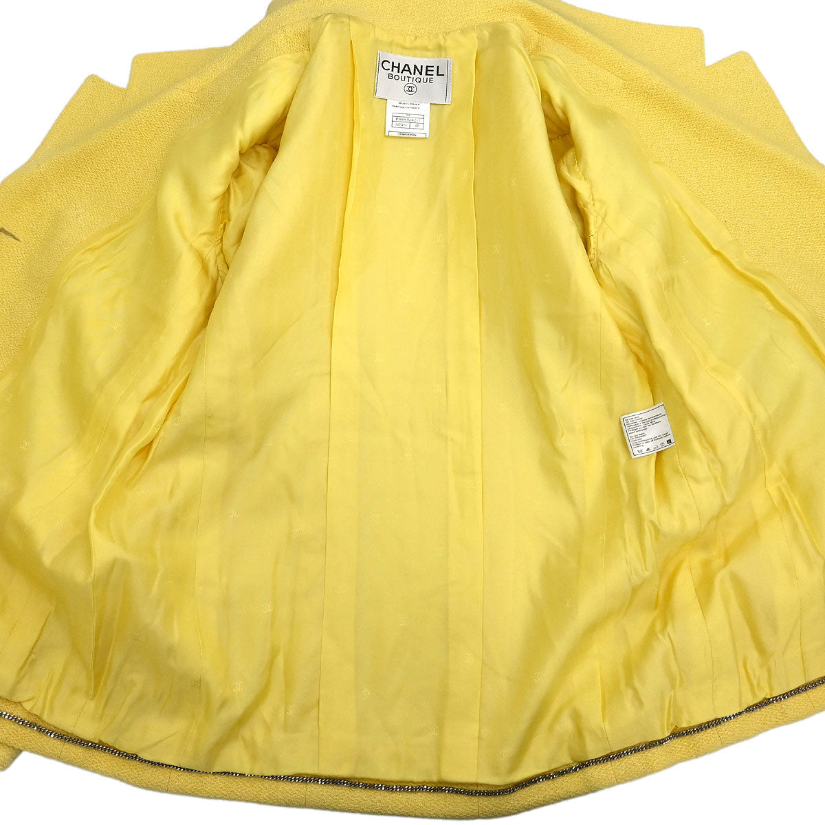 Chanel 1998 Setup Suit Jacket Skirt Yellow #42