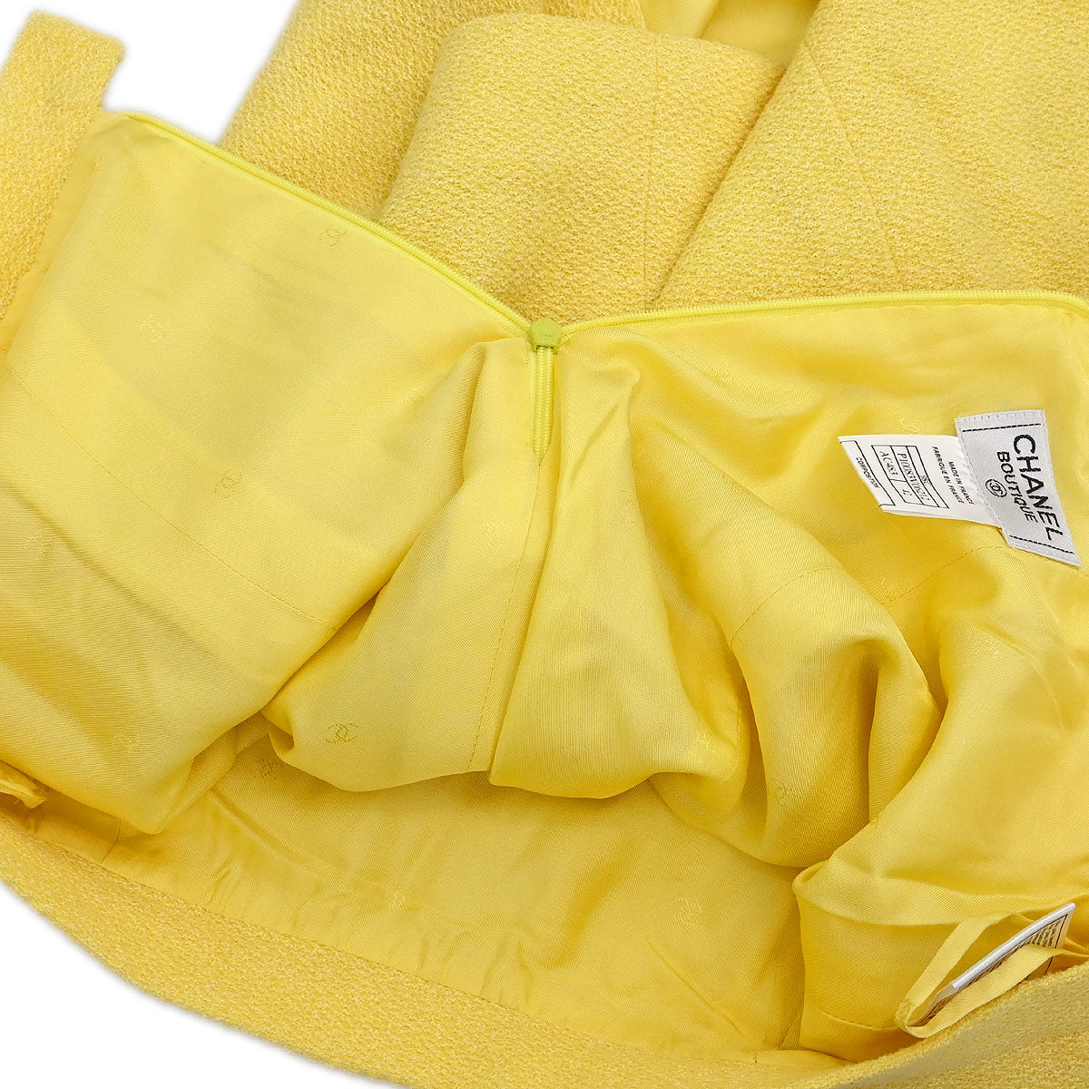 Chanel 1998 Setup Suit Jacket Skirt Yellow #42