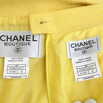 Chanel 1998 Setup Suit Jacket Skirt Yellow #42