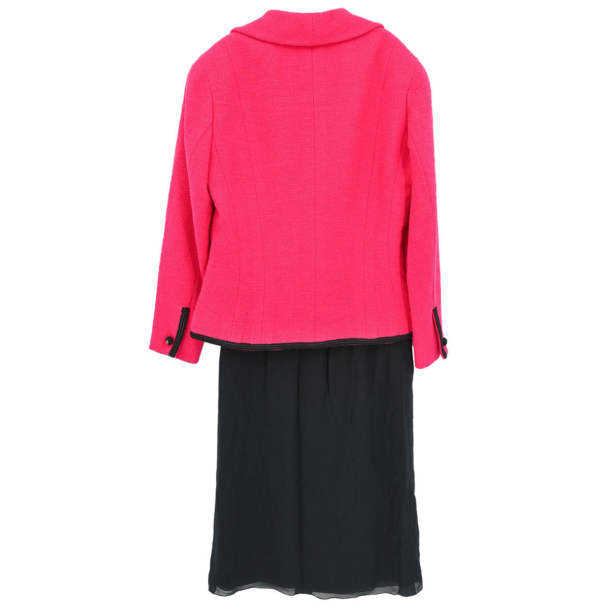 Chanel Setup Suit Jacket Skirt Pink Black #36