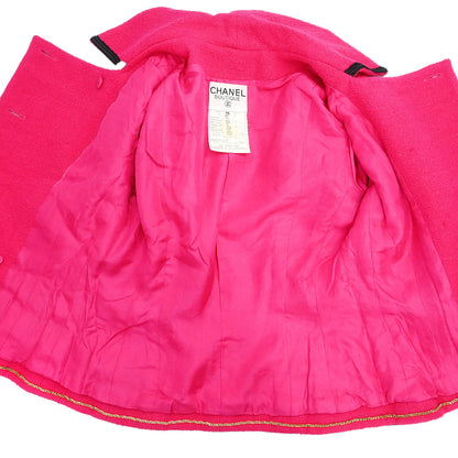Chanel Setup Suit Jacket Skirt Pink Black #36