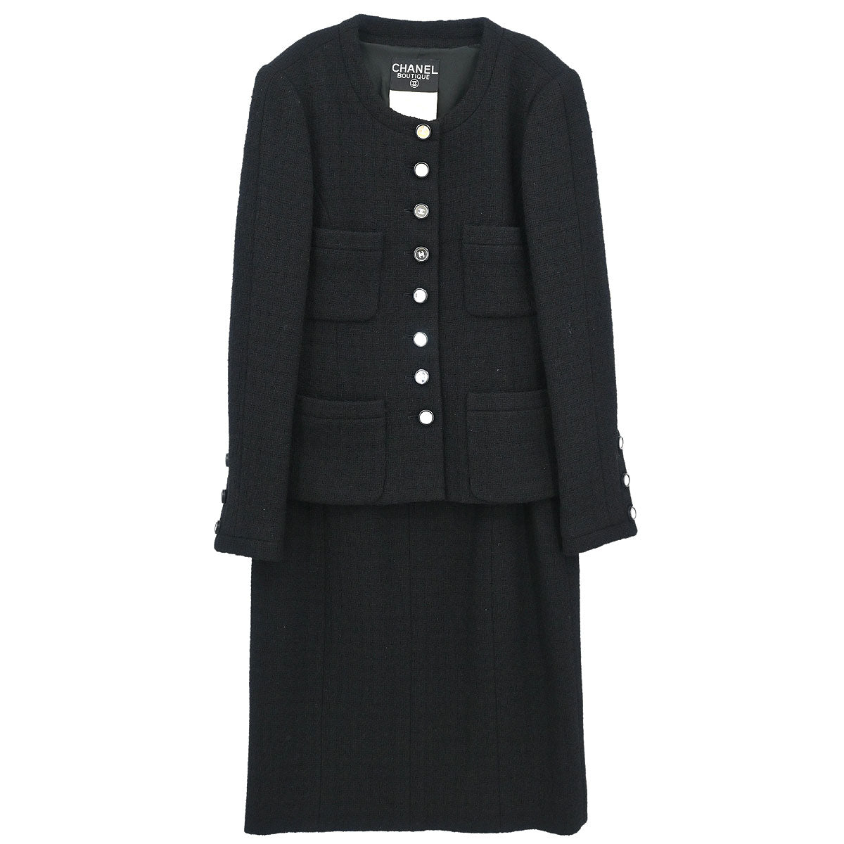 Chanel 1995 Setup Suit Jacket Skirt Black #40