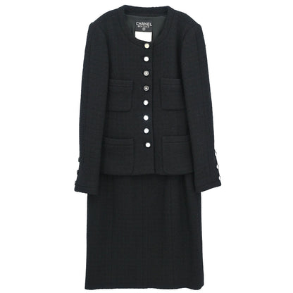 Chanel 1995 Setup Suit Jacket Skirt Black #40