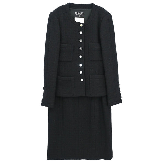 Chanel 1995 Setup Suit Jacket Skirt Black #40