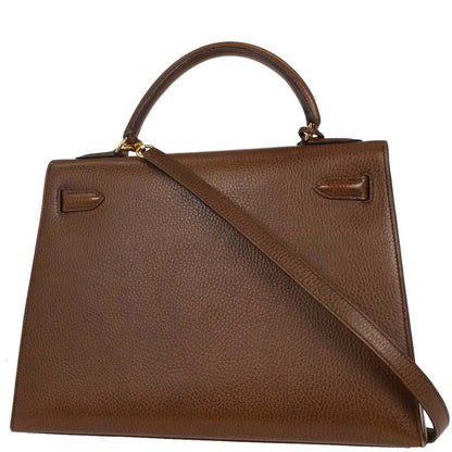 Hermes Marron Fonce Ardennes Kelly 32 Sellier Handbag