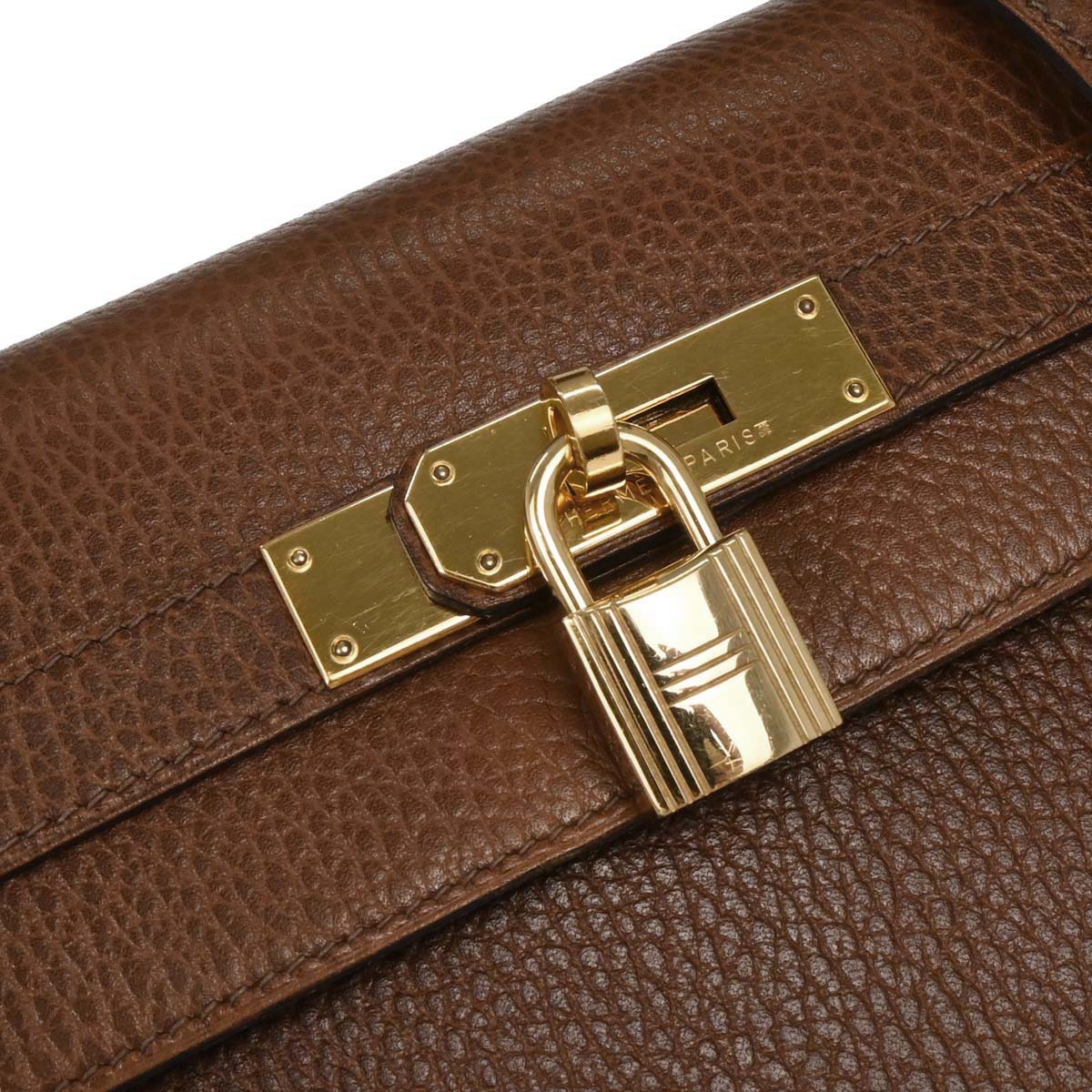 Hermes Marron Fonce Ardennes Kelly 32 Sellier Handbag