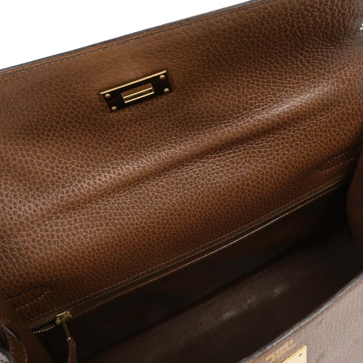 Hermes Marron Fonce Ardennes Kelly 32 Sellier Handbag