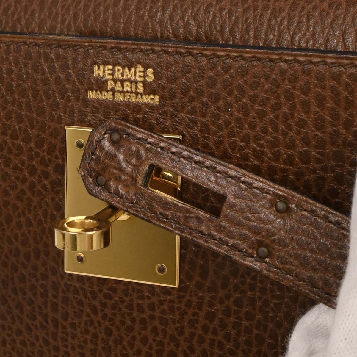 Hermes Marron Fonce Ardennes Kelly 32 Sellier Handbag