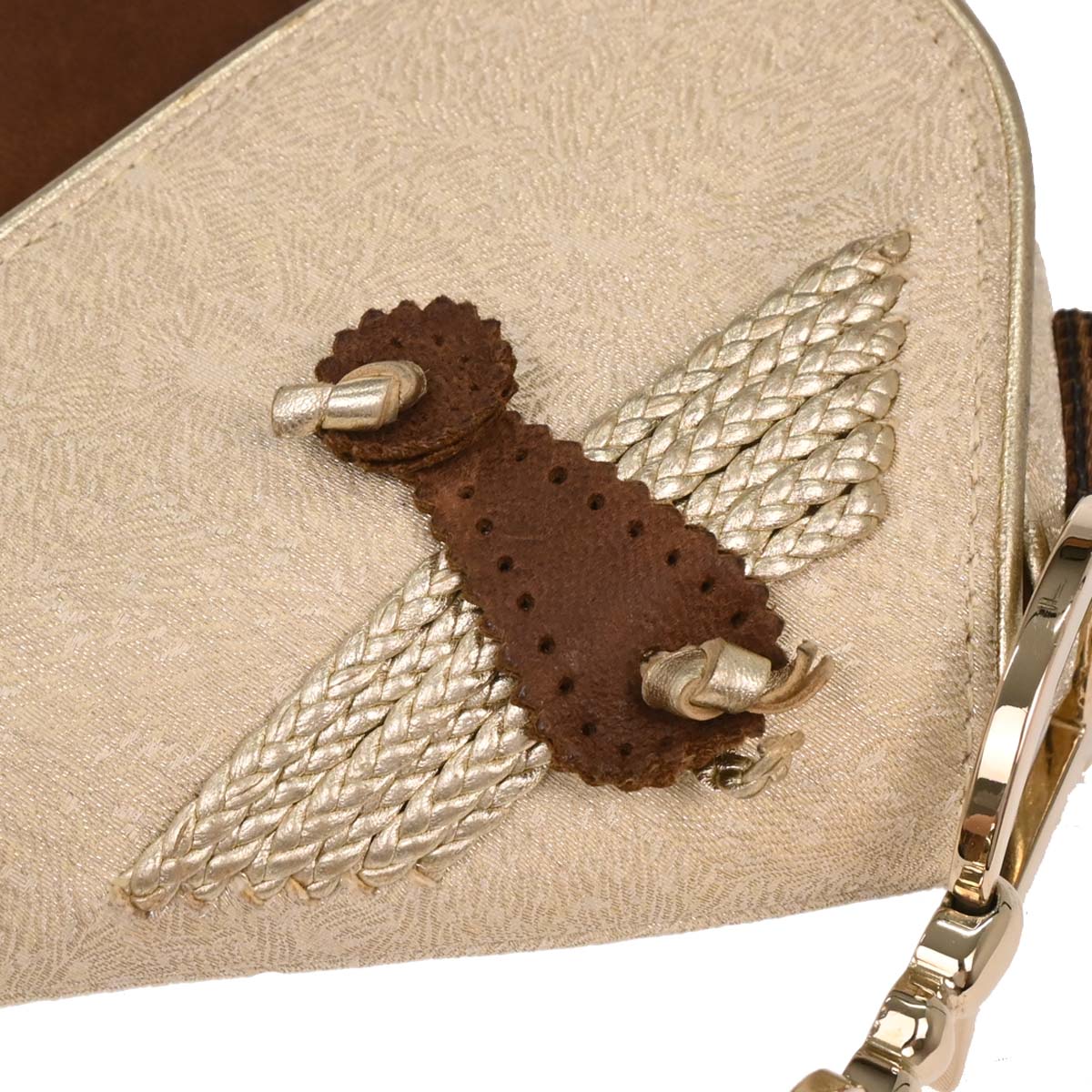 Christian Dior 2003 Gold Leather Canvas Saddle Handbag