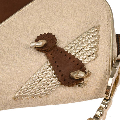 Christian Dior 2003 Gold Leather Canvas Saddle Handbag