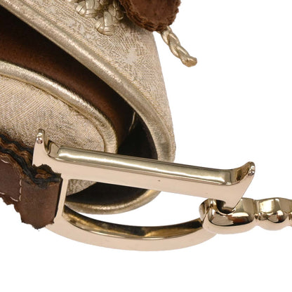 Christian Dior 2003 Gold Leather Canvas Saddle Handbag