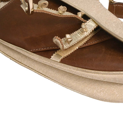 Christian Dior 2003 Gold Leather Canvas Saddle Handbag