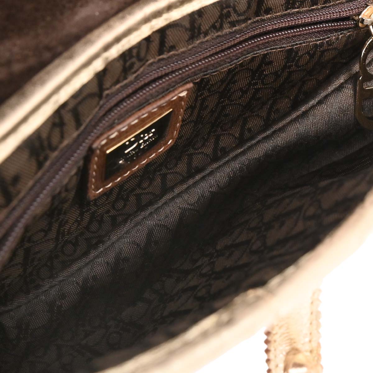 Christian Dior 2003 Gold Leather Canvas Saddle Handbag