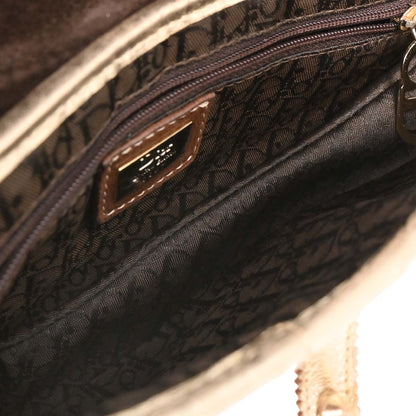 Christian Dior 2003 Gold Leather Canvas Saddle Handbag