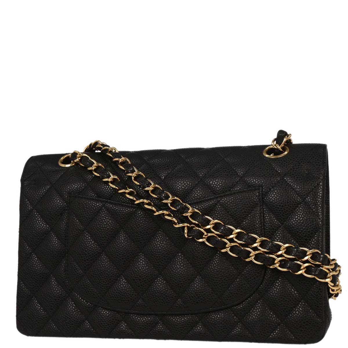 Chanel 2009-2010 Black Caviar Medium Classic Double Flap Shoulder Bag