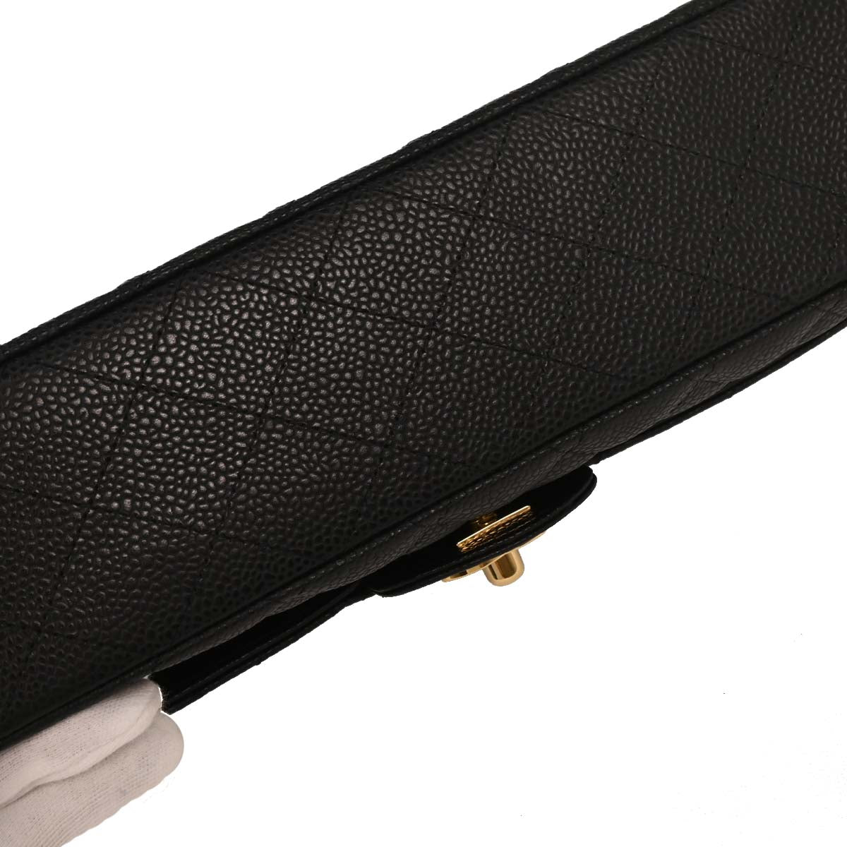 Chanel 2009-2010 Black Caviar Medium Classic Double Flap Shoulder Bag