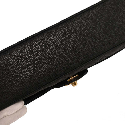 Chanel 2009-2010 Black Caviar Medium Classic Double Flap Shoulder Bag