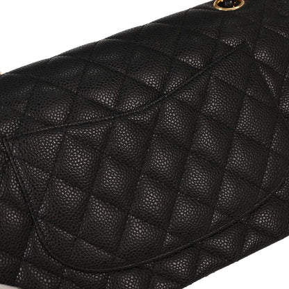 Chanel 2009-2010 Black Caviar Medium Classic Double Flap Shoulder Bag