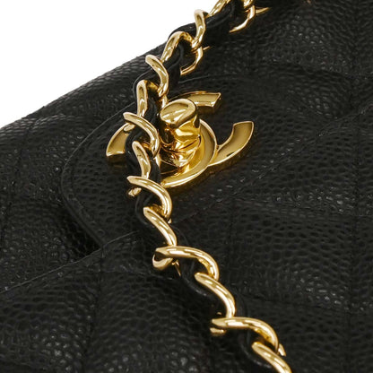 Chanel 2009-2010 Black Caviar Medium Classic Double Flap Shoulder Bag