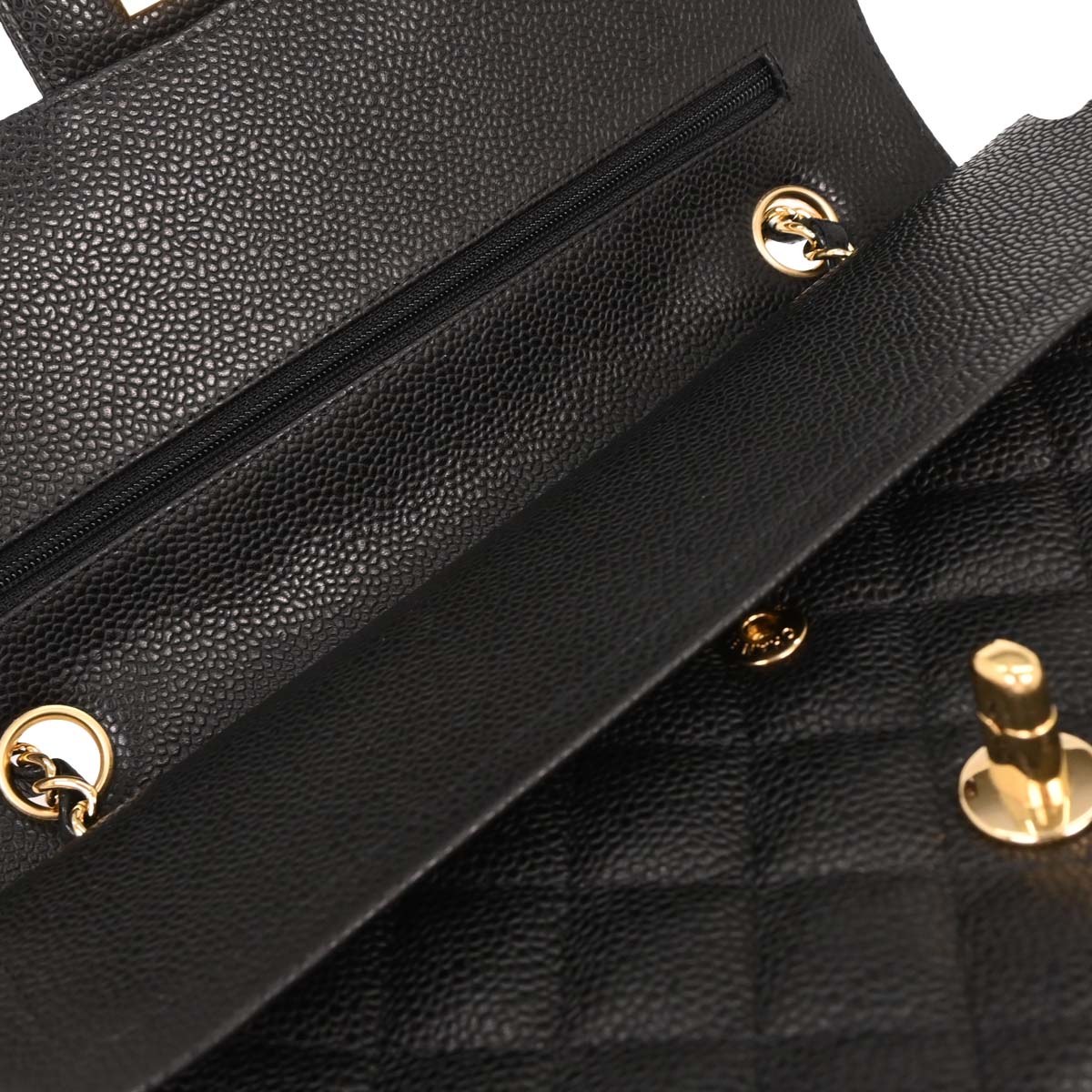 Chanel 2009-2010 Black Caviar Medium Classic Double Flap Shoulder Bag