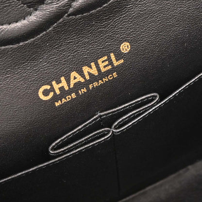 Chanel 2009-2010 Black Caviar Medium Classic Double Flap Shoulder Bag