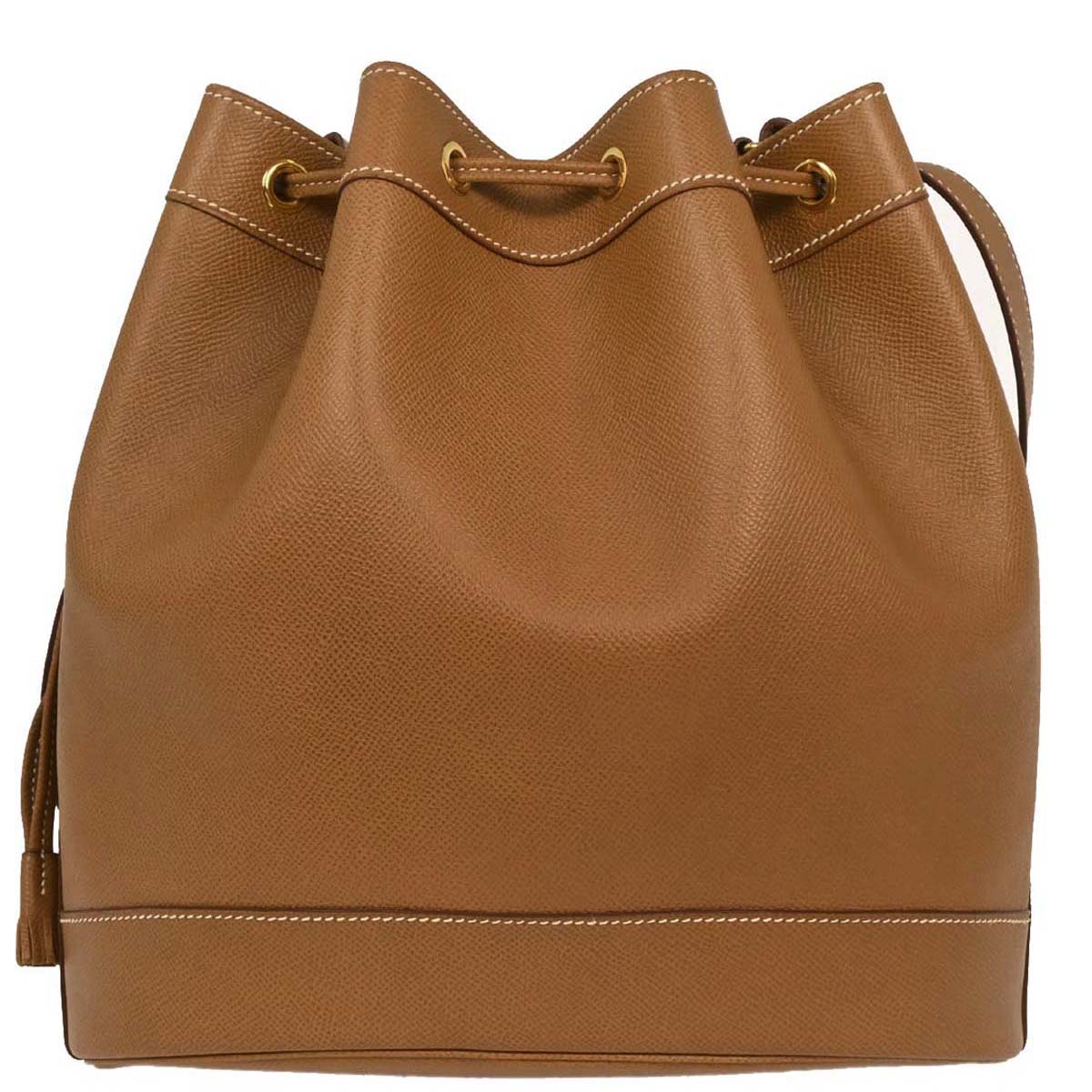 Hermes Courchevel Gold Market GM Bucket Drawstring Shoulder Bag