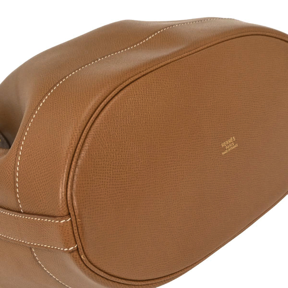 Hermes Courchevel Gold Market GM Bucket Drawstring Shoulder Bag