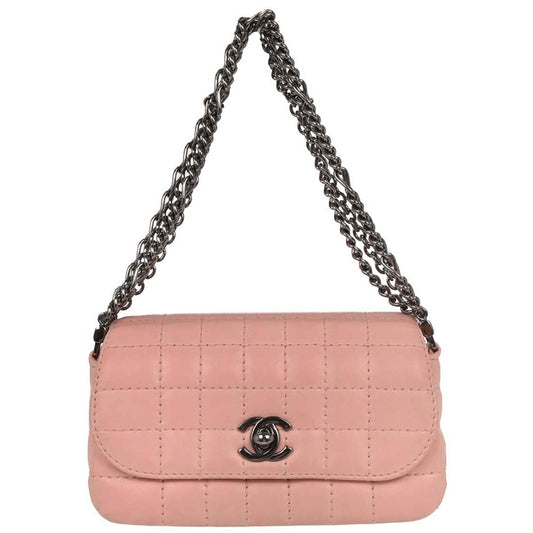 Chanel 2003-2004 Pink Lambskin Choco Bar Handbag