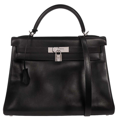 Hermes Black Box Calf Kelly 32 Retourne 2way Shoulder Handbag