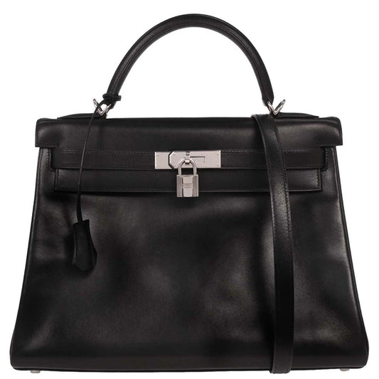 Hermes Black Box Calf Kelly 32 Retourne 2way Shoulder Handbag