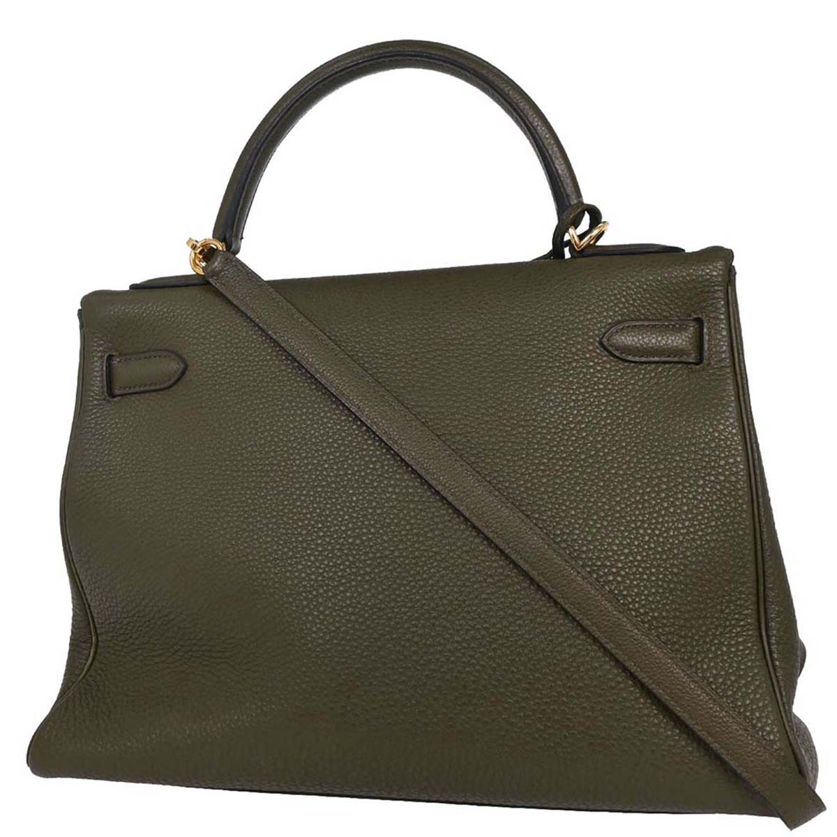 Hermes Olive Green Togo Kelly 32 Retourne Handbag