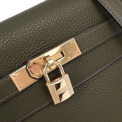 Hermes Olive Green Togo Kelly 32 Retourne Handbag