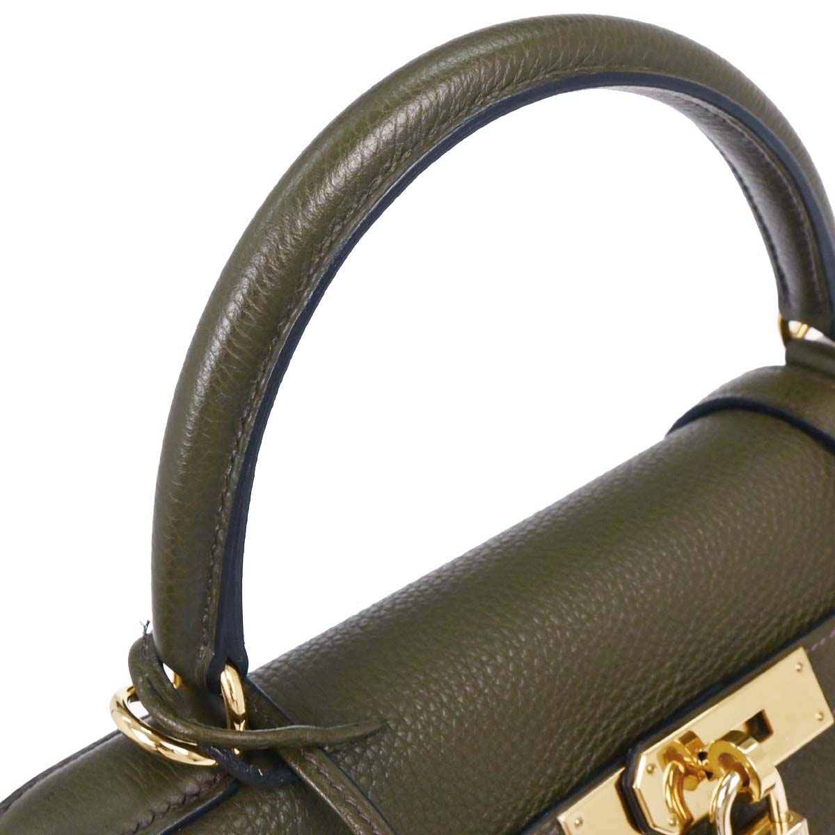 Hermes Olive Green Togo Kelly 32 Retourne Handbag