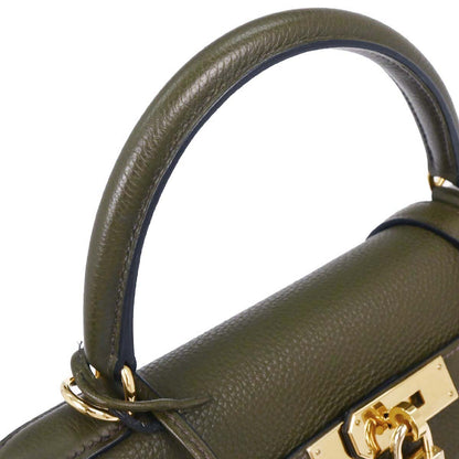 Hermes Olive Green Togo Kelly 32 Retourne Handbag