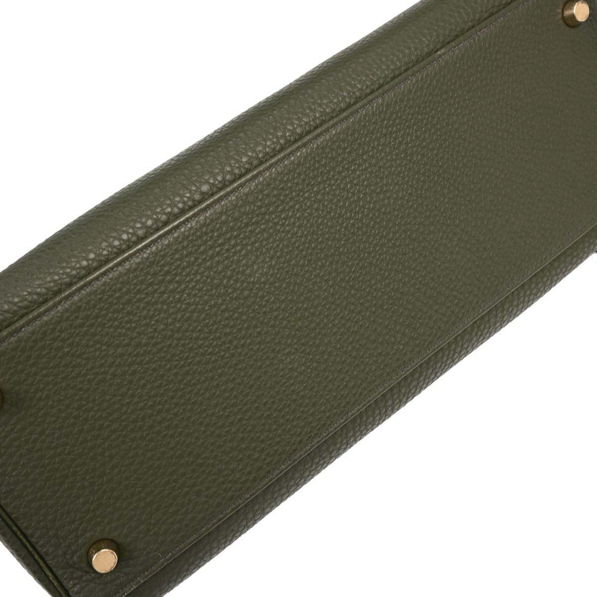 Hermes Olive Green Togo Kelly 32 Retourne Handbag