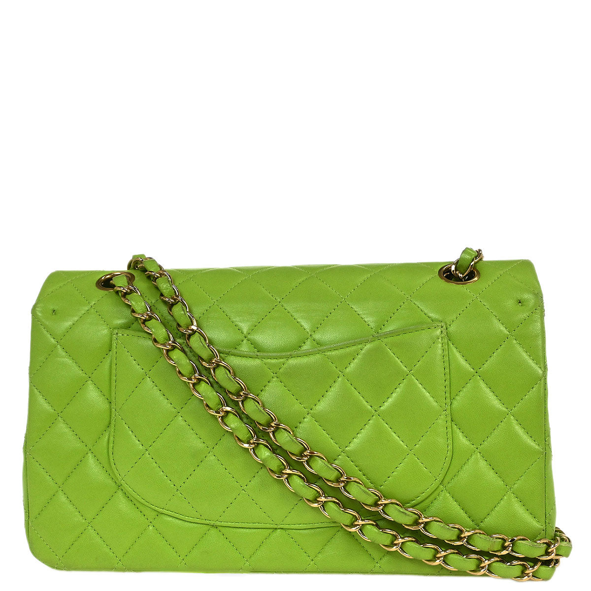Chanel 2002-2003 Light Green Lambskin Medium Classic Double Flap Shoulder Bag