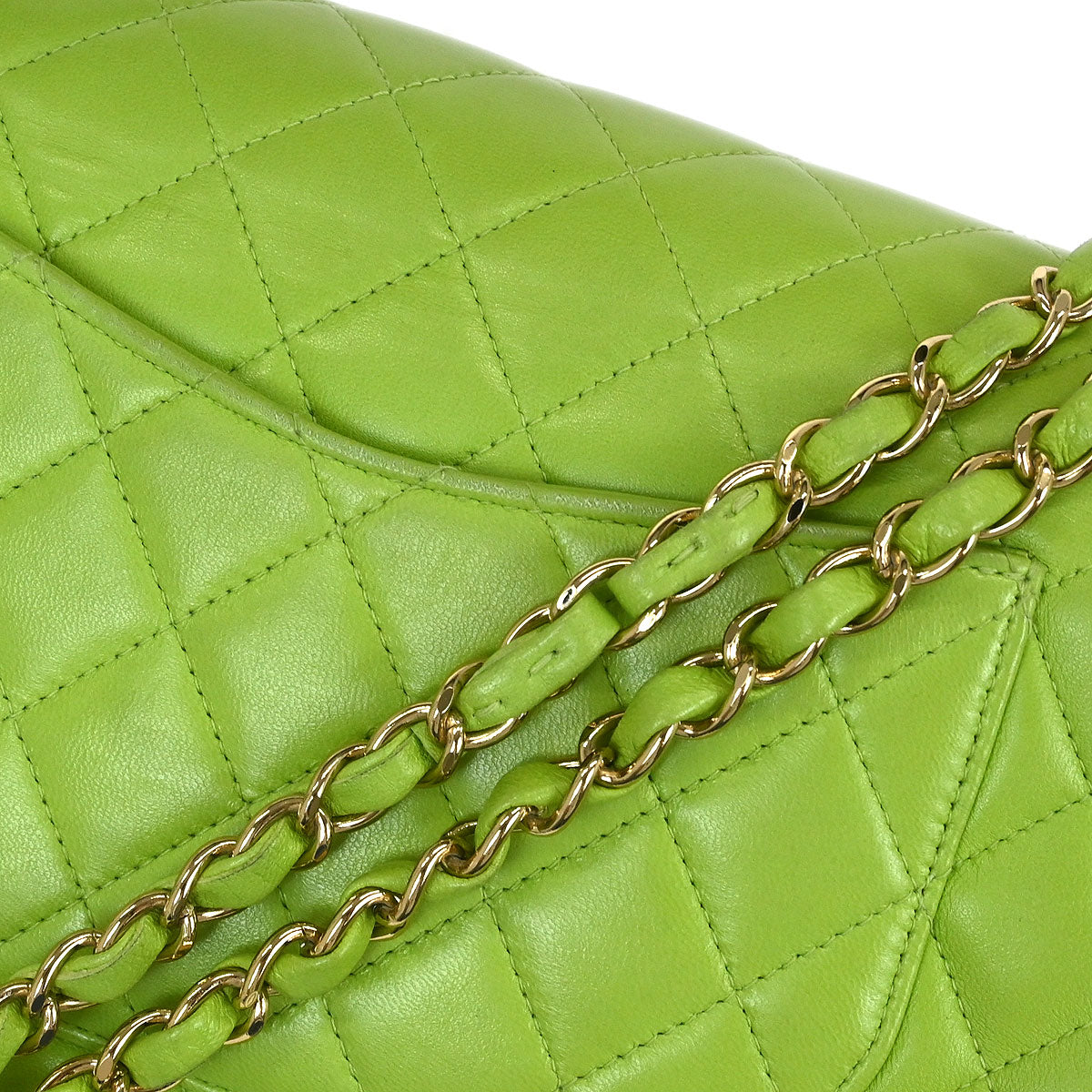 Chanel 2002-2003 Light Green Lambskin Medium Classic Double Flap Shoulder Bag