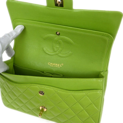 Chanel 2002-2003 Light Green Lambskin Medium Classic Double Flap Shoulder Bag